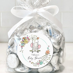 Schattige Elephant Baby shower Party Decor met Blo Ronde Sticker