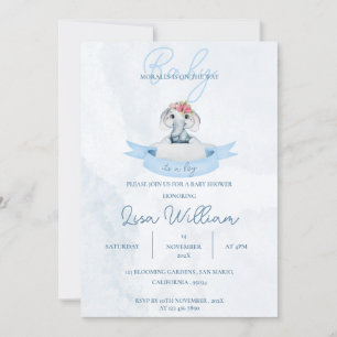 Schattige Elephant Blue is een Boy Baby shower Kaart