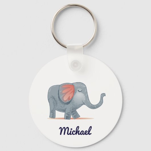 Schattige Elephant-gepersonaliseerde aangepaste aa Sleutelhanger (Voorkant)