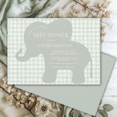 Schattige Elephant Green Gingham-Baby shower Kaart