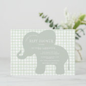 Schattige Elephant Green Gingham-Baby shower Kaart (Staand voorkant)