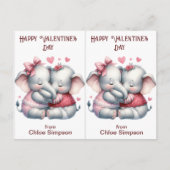 Schattige Elephant Kind Valentijn Party Classroom  Briefkaart (Voorkant)