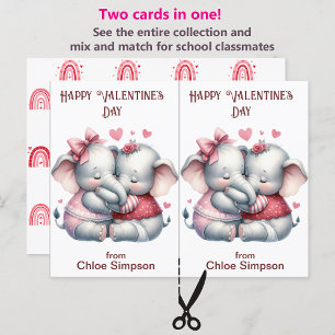 Schattige Elephant Kind Valentijn Party Classroom Briefkaart