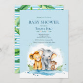 Schattige Elephant, Lion, en Monkey Oerwoud Baby s Kaart (Voorkant / Achterkant)