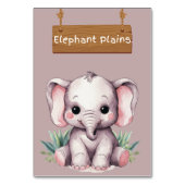 Schattige Elephant Plains Oerwoud Safari Tafelbord Kaart (Voorkant)
