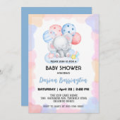 Schattige Elephant Star Balloon baby shower Party Kaart (Voorkant / Achterkant)