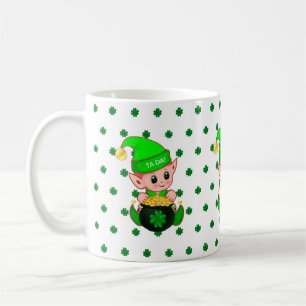 Schattige elf, gouden munten & geluks klavers koffiemok