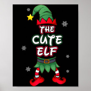 Schattige Elf Kerst Pyjama Pjs Matching Familie Gr Poster