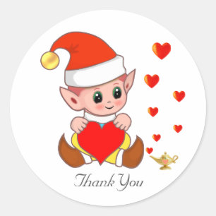 Schattige elf met liefdeshartjes op wit ronde sticker