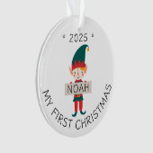 Schattige Elf Mijn Eerste Kerstmis Aangepaste Naam Ornament (voorkant)