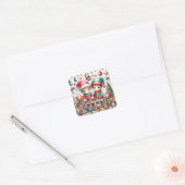 Schattige Elfen in Kerstman's Workshop Kerst Vierkante Sticker (Envelop)