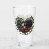 Schattige Elfkind in groene jas met capuchon Glas (Achterkant)