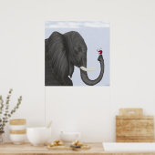 Schattige ellephant en luidolie poster (Keuken)