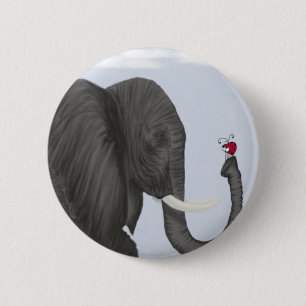 Schattige ellephant en luidolie ronde button 5,7 cm