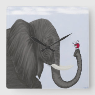 Schattige ellephant en luidolie vierkante klok