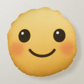 Schattige emoji-gezicht rond kussen (Achterkant)