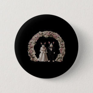 Schattige en aandoenlijke kat bruid en bruidegom ronde button 5,7 cm