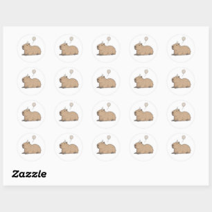 Schattige en Chill Capybara Ronde Sticker