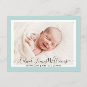 Schattige en Elegant Geboortekaartfoto Briefkaart