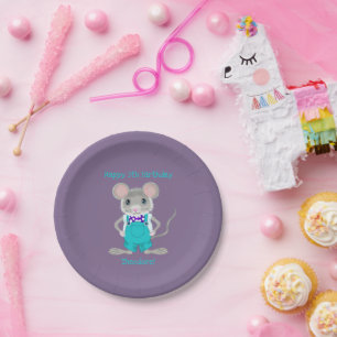 Schattige en elegante kleine muis aangepaste verja papieren bordje