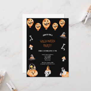 SCHATTIGE EN ENG ZWART EN ORANJE HALLOWEEN FEEST KAART