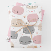 Schattige en Funny Face Cats Cat Lover Inpakpapier Vel (In situ)