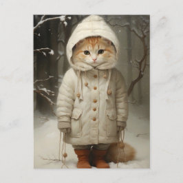 Schattige en Funny Ginger Cat in Snow Briefkaart