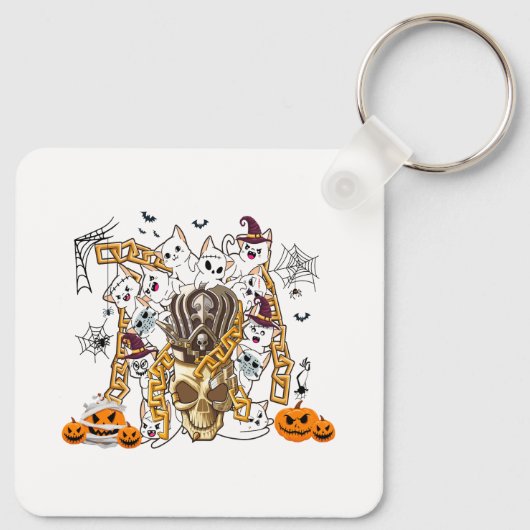 Schattige en Funny Spooky Evil Cats Sleutelhanger (Achterkant)