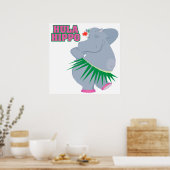 schattige en gekke luau huls hippo poster (Keuken)