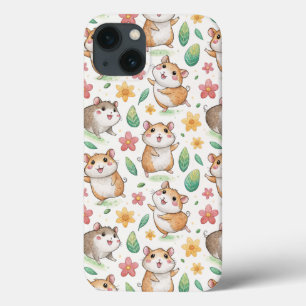 Schattige en grappig dansend hamsterpatroon iPhone 13 hoesje