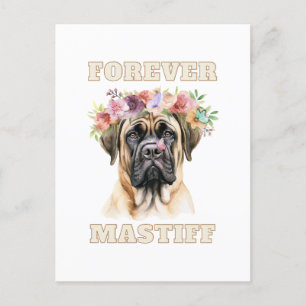 Schattige en Grappig Engels Mastiff Dog met Flower Briefkaart