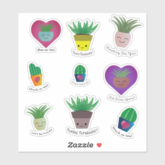 Schattige en Grappig Plant Sticker Set (Vel)