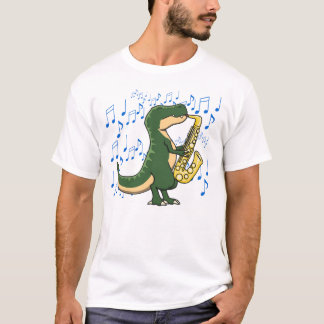 Schattige en grappige dinosaurus T-Rex saxofoon mu T-shirt