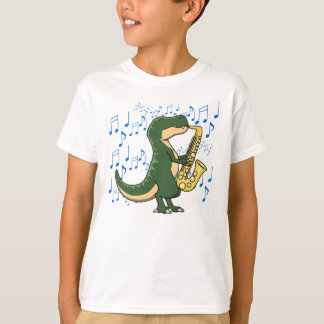 Schattige en grappige dinosaurus T-Rex saxofoon mu T-shirt