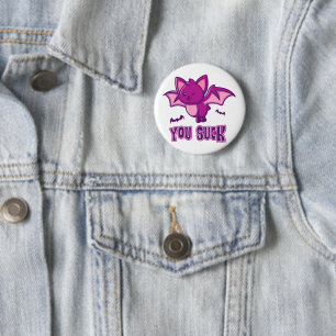 Schattige en grappige Halloween-vampiervleermuizen Ronde Button 5,7 Cm