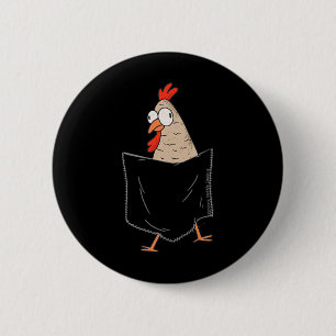 Schattige en grappige kip in een nepzak - Kip Ronde Button 5,7 Cm