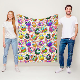 Schattige en grappige Pasen eieren Cartoon Fleece Deken