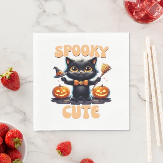 Schattige en griezelig zwart cat Classic T-Shirt Servet (Insitu)