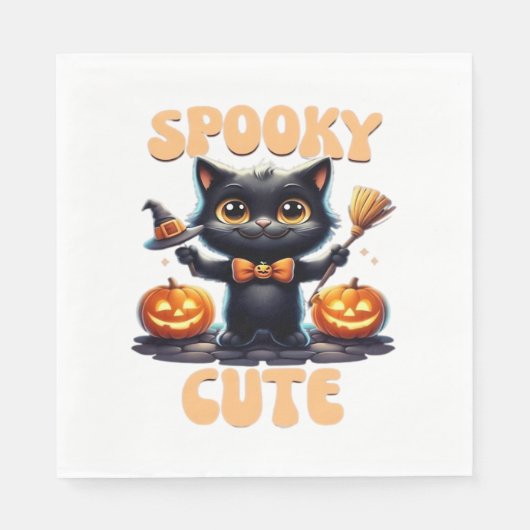 Schattige en griezelig zwart cat Classic T-Shirt Servet (Voorkant)