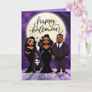Schattige en griezelige etnische familie Halloween Kaart
