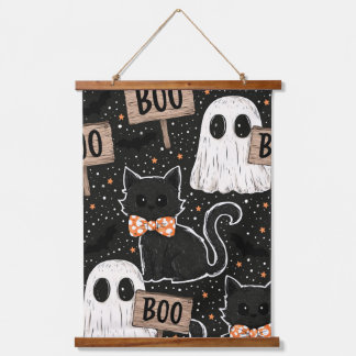 Schattige en griezelige Halloween-feestkatten en - Hangend Wandkleed