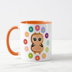 schattige en kawaii uil Wilde dieren Kleurrijke oe Mok