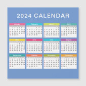 Schattige en kleurrijk 2024 Kalender | Magneet (Voorkant)