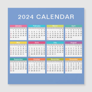 Schattige en kleurrijk 2024 Kalender   Magneet