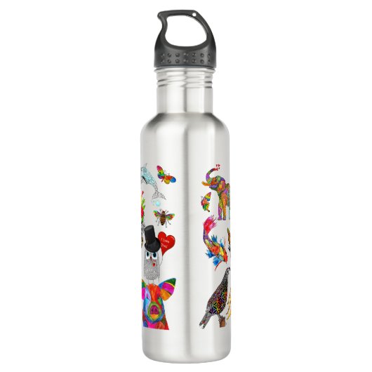 Schattige en kleurrijk Dierenassortiment Waterfles Waterfles (Achterkant)