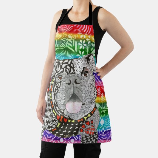 Schattige en kleurrijk Engels Bulldog Schort (Insitu)