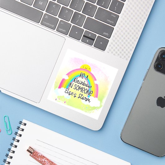 Schattige en kleurrijk Inspirerend Sticker (Laptop met iPhone)