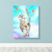Schattige en Kleurrijk Kattencanvas - 11X14" Canvas Afdruk (Insitu (Houten vloer))