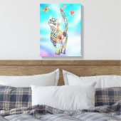 Schattige en Kleurrijk Kattencanvas - 11X14" Canvas Afdruk (Insitu (Slaapkamer))
