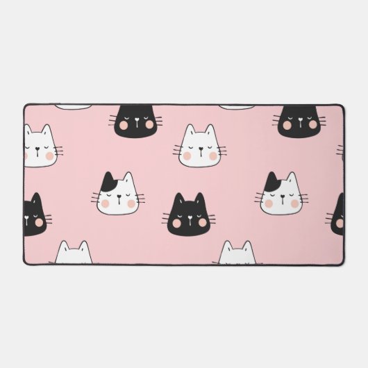Schattige en kleurrijk Kawaii Cats naadloos patroo Bureaumat (Voorkant)